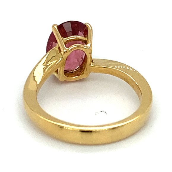Rubellite 2.72ct Solid 18K Yellow Gold Ring - Picture 5 of 7